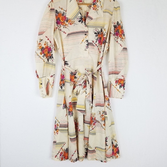 Vintage 80s Homemade Floral Farmhouse Skater Dress Medium - Picture 8 of 14